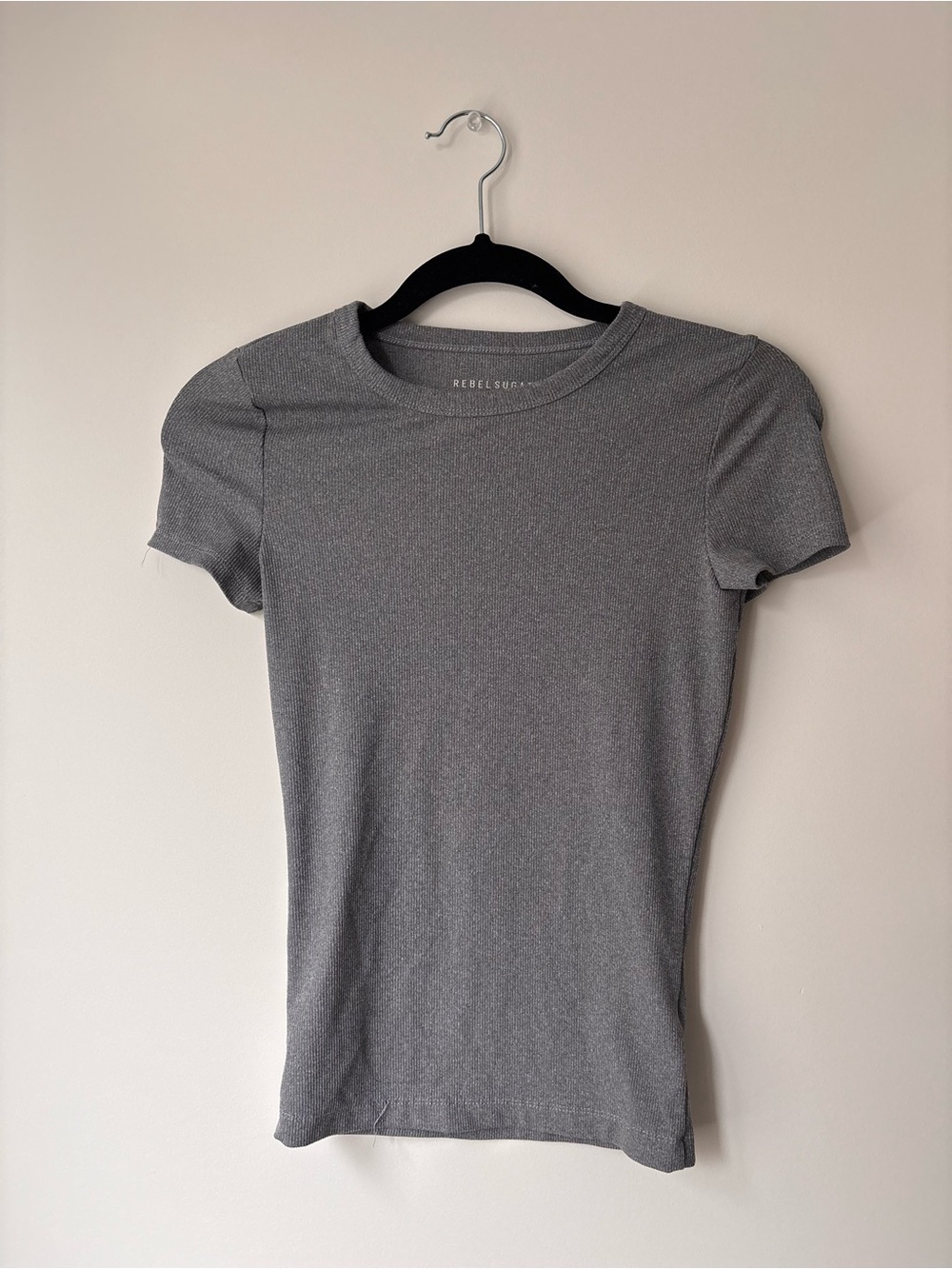 Rebel Sugar Heather Gray Short Sleeve Crew Tee - Picture 2 of 6